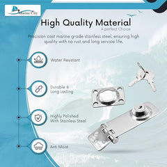 MARINE CITY Stainless Steel Marine Safety Locking Hasp – Corrosion-Resistant