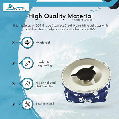 Marine City Round Windproof Bean Bag – 304 Stainless Steel, Blue, Lightweight MARINE CITY