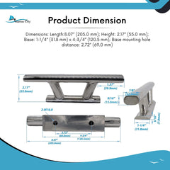 Marine City 8” Mooring Bollard Cleat – 316 Stainless Steel, Heavy Duty 5000 lbs