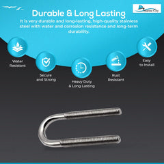 Marine City Ojo de arco/perno en U de acero inoxidable de 1/2” (L: 5-1/4”) 