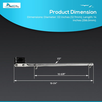 Marine City 316 Stainless Steel Rail Mounted Flag Staff – Fits 7/8" to 1" Tubing