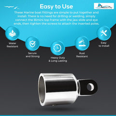 Marine City 316 Stainless Steel Round Outside Eye End for Bimini Top (Pack of 2)