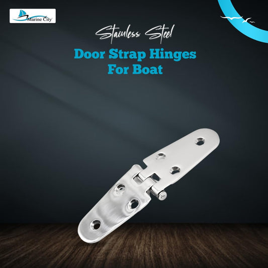 Marine City Stainless Steel Round Door Strap Hinges Ideal for Boats (2 Pcs) Marine City Hardware
