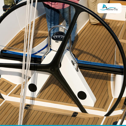 Marine City 925mm Carbon Fiber Steering Wheel, Wavy 3-Spoke Design, Leather Grip