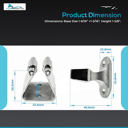 Marine City Tope de puerta de acero inoxidable y soporte para barco, RV (altura: 1-5/8") (M)