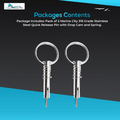 Marine City 316 Stainless Steel Quick Release Pin with Drop Cam & Spring