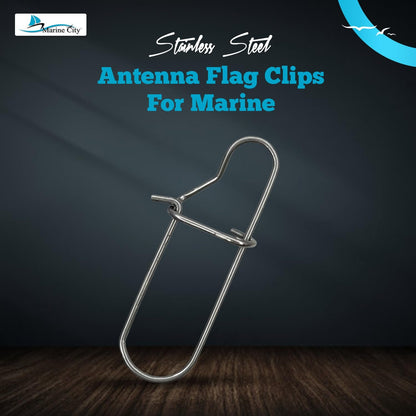 Marine City 304 Stainless Steel Antenna Flag Spring Clips – Rust-Proof (2 Pcs)