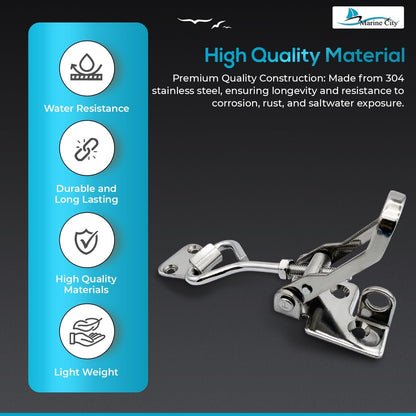 Marine City Lockable Hatch Fastener – 304 Stainless Steel, Adjustable 4.53–4.92” MARINE CITY