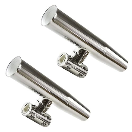 Marine City 316 Stainless Steel with Mirror High Polish Finished Adjustable Clamp-On Rod Holder for 1" Dia. Rail Size:Large (2pcs)