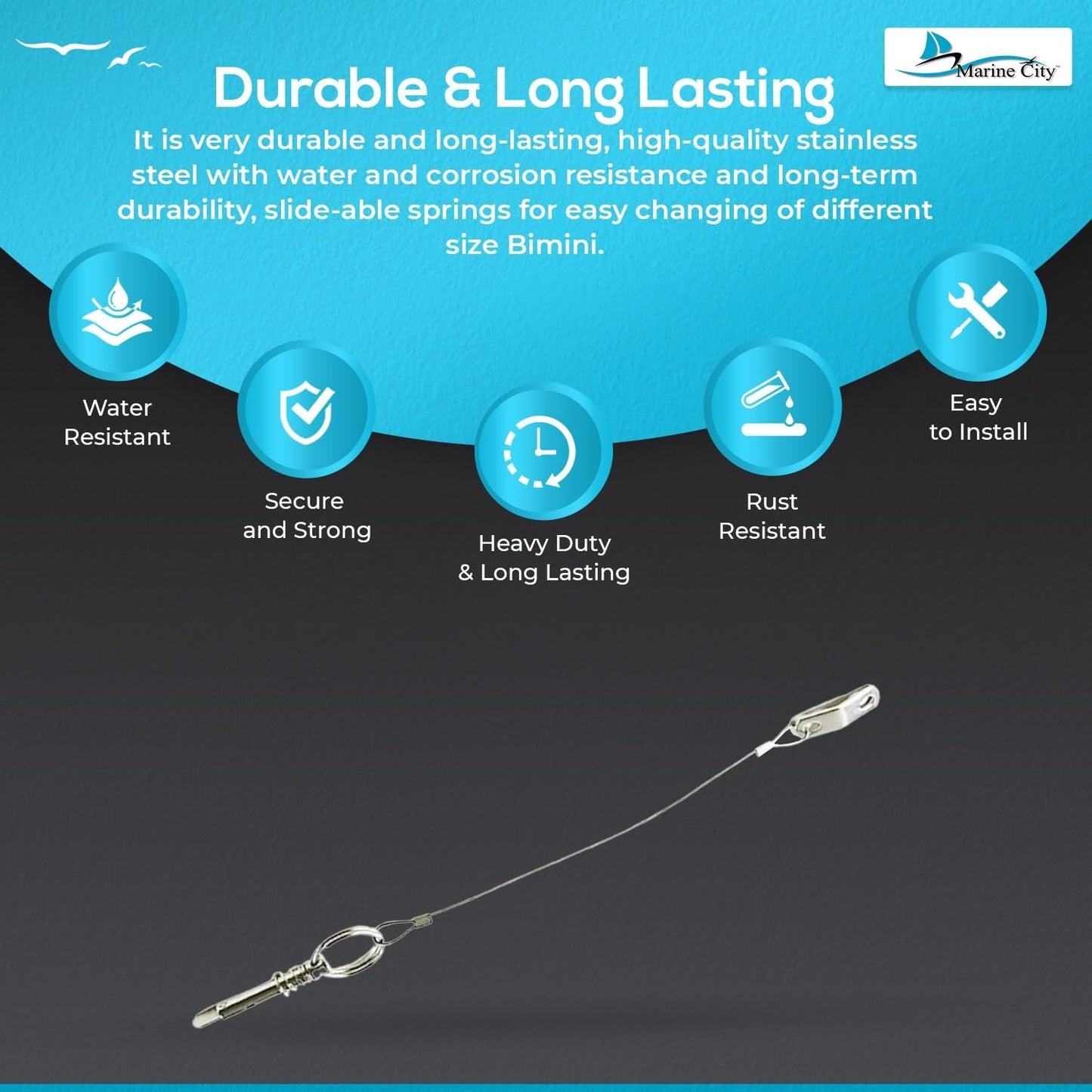 Marine City 316 Stainless Steel Quick Release Pin with Drop Cam & Spring Marine City Hardware