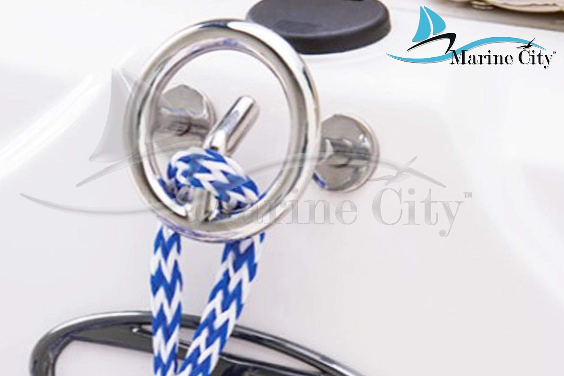 MARINE CITY Transom Mount Ski Tow Hook – 316 Stainless Steel, 3 inches Ring Marine City