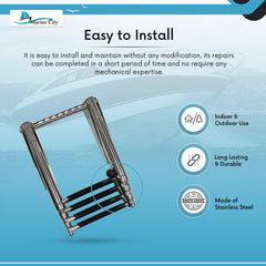 Marine City Cuerda elástica de bola negra de polietileno para escaleras telescópicas de barcos de 2/3/4 escalones (para escaleras telescópicas de barcos de 4 escalones)