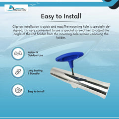 MARINE CITY Soporte para caña de pescar ajustable con abrazadera resistente y resistente para rieles de 7/8 pulgadas y 1 pulgada (2 unidades)
