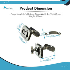 Marine City 316 Stainless Steel Boat Cam Latch – Marine Grade T-Handle, 3x2-1/2”