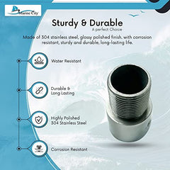 Marine City 1-Inch Tube Mount Antenna Base – 304 Stainless Steel for Boats