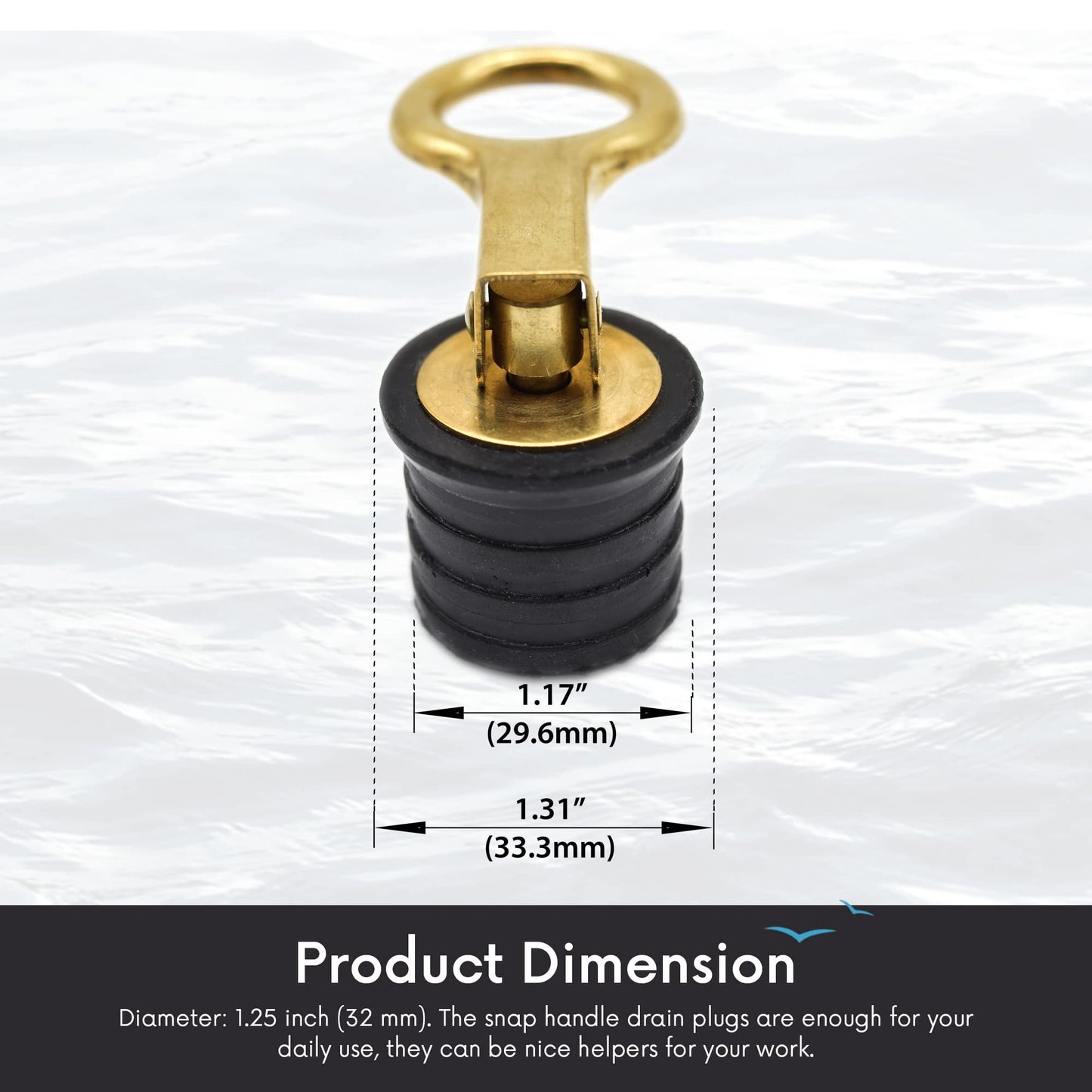 MARINE CITY Tapón de drenaje con mango a presión de latón de 1-1/4" para barco