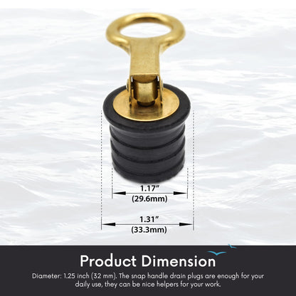 MARINE CITY Tapón de drenaje con mango a presión de latón de 1-1/4" para barco