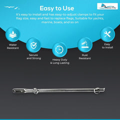 Marine City 316 Stainless Steel Rail Mounted Flag Staff – 15-1/4