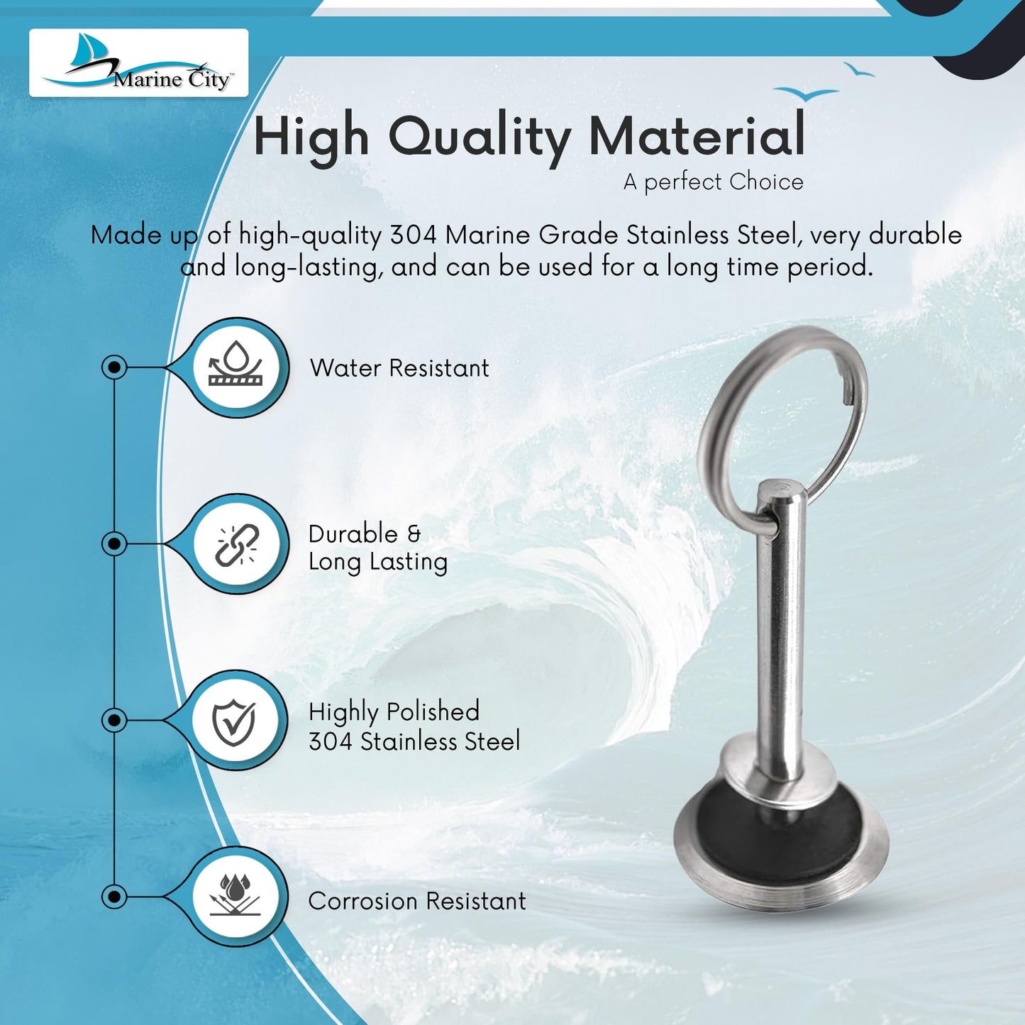 Marine City Hatch Cover Pull – 304 Stainless Steel, 2 Inches Marine Handle