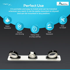 Marine City-carrete de 3 cañas, tablero de polietileno blanco, aluminio con recubrimiento en polvo negro, colgador de almacenamiento para caña de pescar para barco, furgoneta y coche