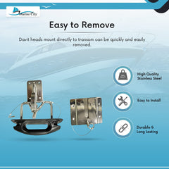 MARINE CITY Quick Release Snap Davits Set – 304 Stainless Steel (Pack of 2)