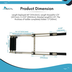Marine City 3 Step Telescoping Boat Ladder, Stainless Steel, Anti-Slip PVC Steps