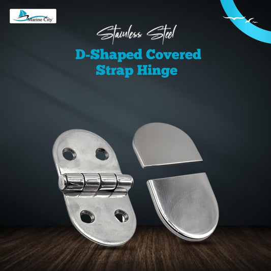 Marine City 316 Stainless Steel D-Shaped Covered Strap Hinge (Pack of 2) MARINE CITY