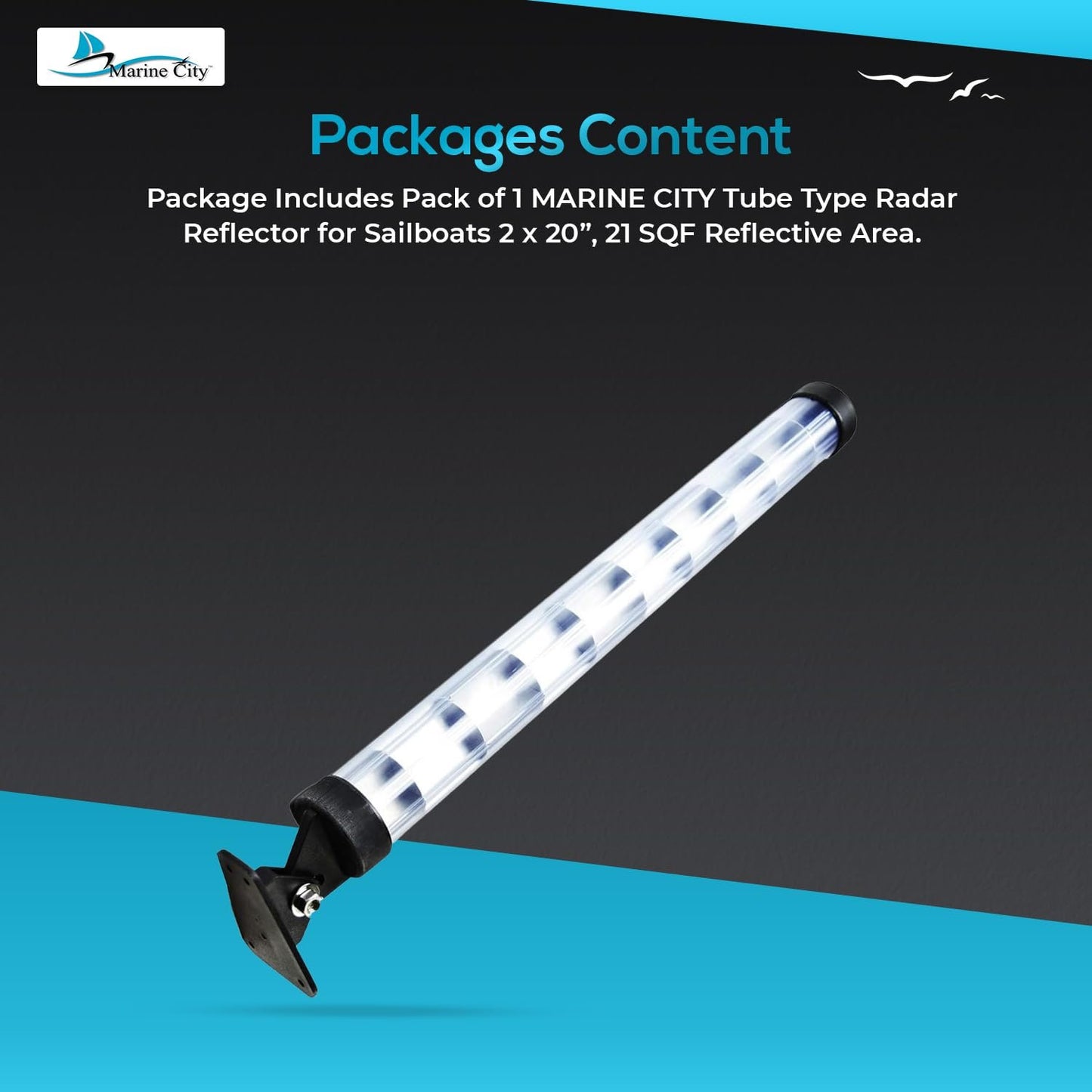 MARINE CITY Tube Type Radar Reflector – 20” Aluminum Marine Reflector, 21 SQ FT