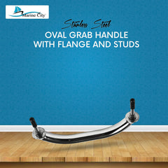 Marine City 8” Stainless Steel Oval Tube Boat Handrail with Flange & Studs