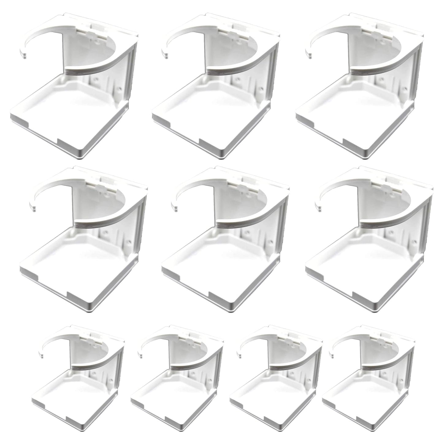 MARINE CITY Portavasos plegable de plástico ABC blanco con brazos ajustables (2-5/8" a 3-1/2") (8 piezas)