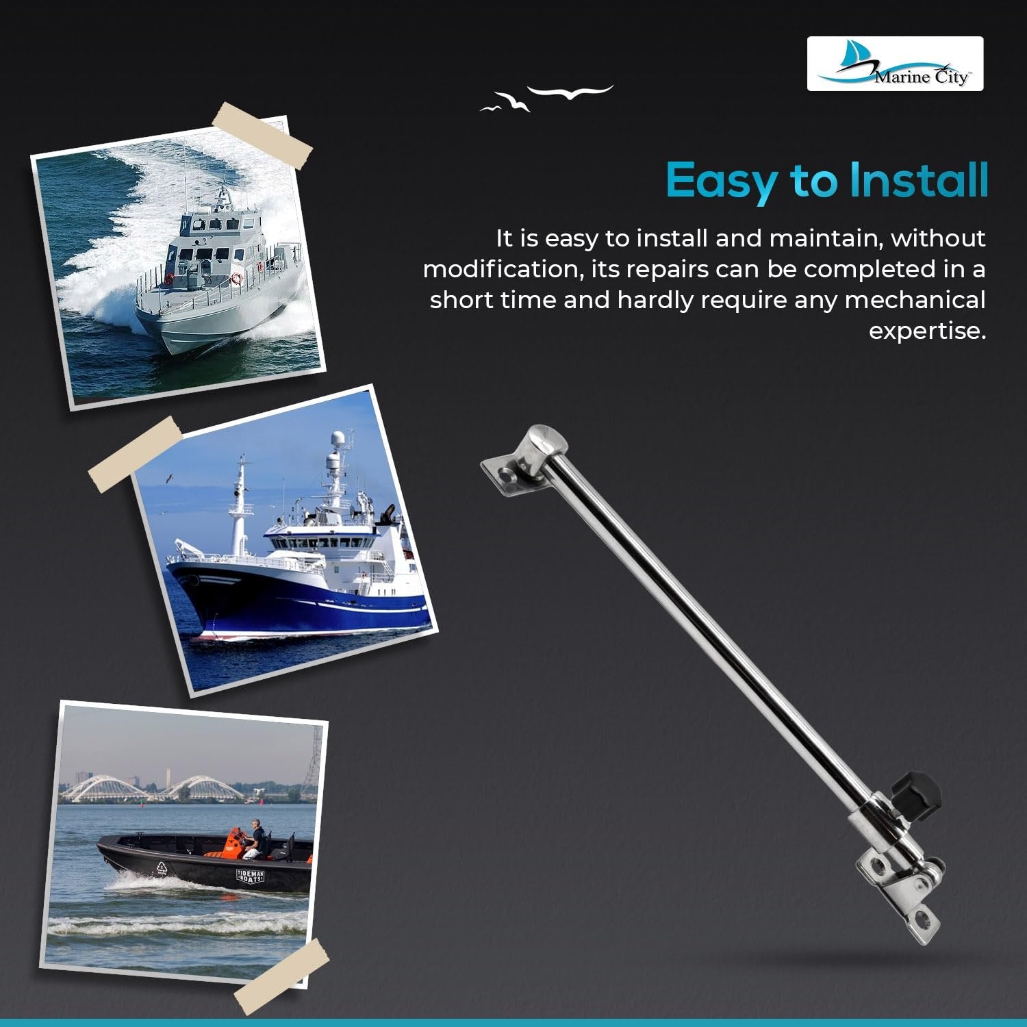Marine City Stainless-Steel Telescoping Hatch Window Adjuster–Heavy Duty 10”–17” Marine City Hardware