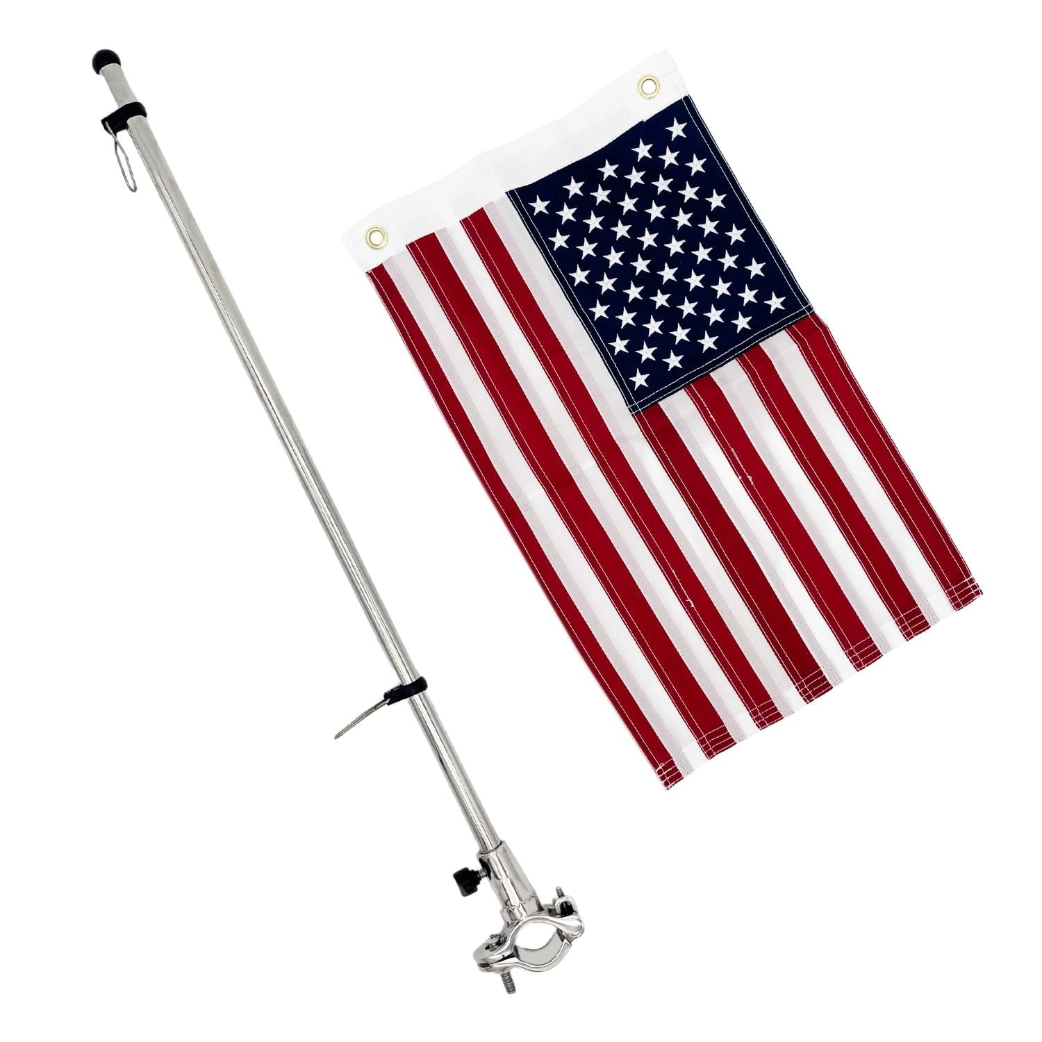 Marine City 22.5 Inches Pipe-Clamp Flagpole with US Flag – Stainless Steel MARINE CITY