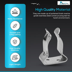 Marine City un par de clips de almacenamiento de uso general de acero inoxidable/soportes de abrazadera de resorte de gancho (5/8 pulgadas a 1 pulgada)