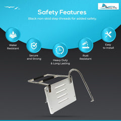 Marine City 304 Stainless Steel 2-Step O/B Swim Platform Telescoping Boat Ladder