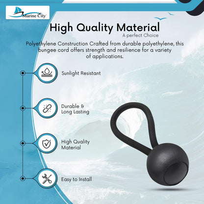 Marine City Polyethylene Black Ball Bungee Cord for 2-Step Telescoping Ladder Marine City Hardware