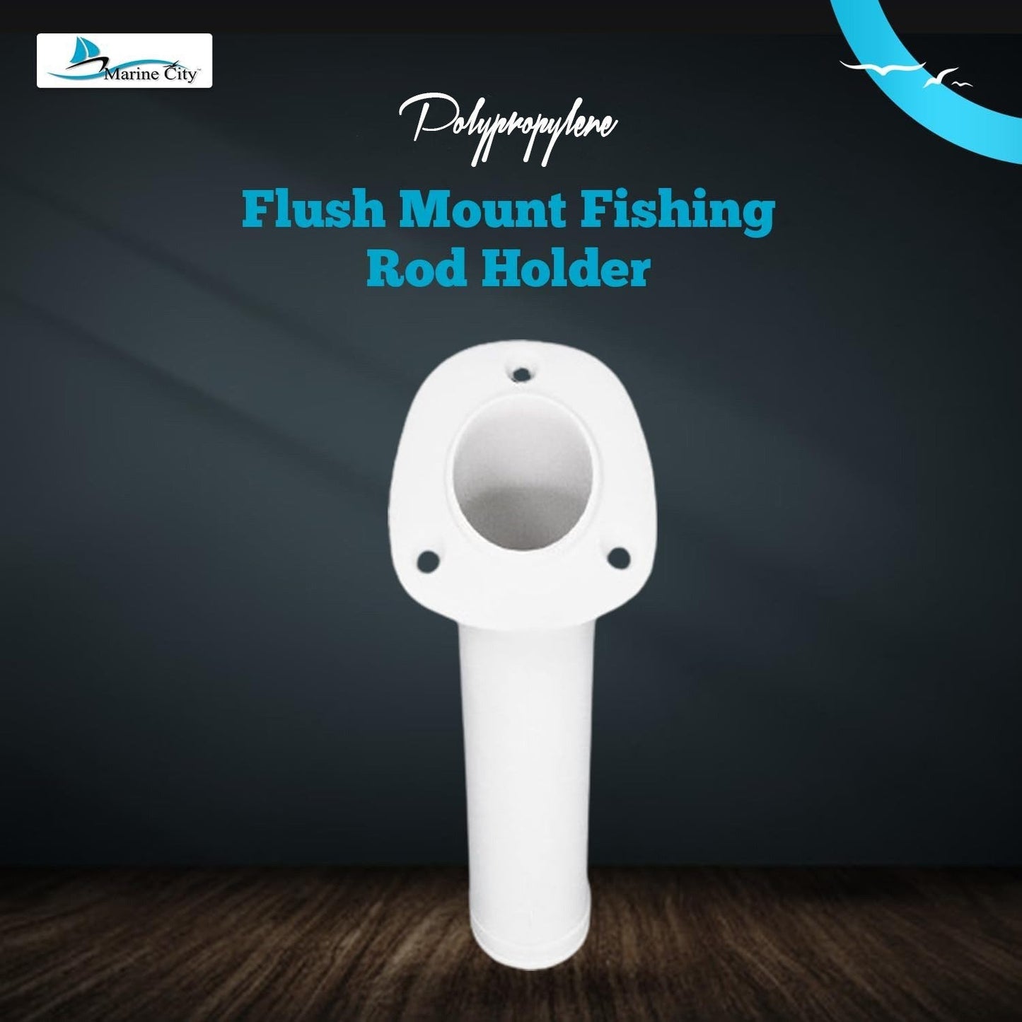 Marine City 30° White Flush Mount Fishing Rod Holder – 9-1/2” Polypropylene MARINE CITY