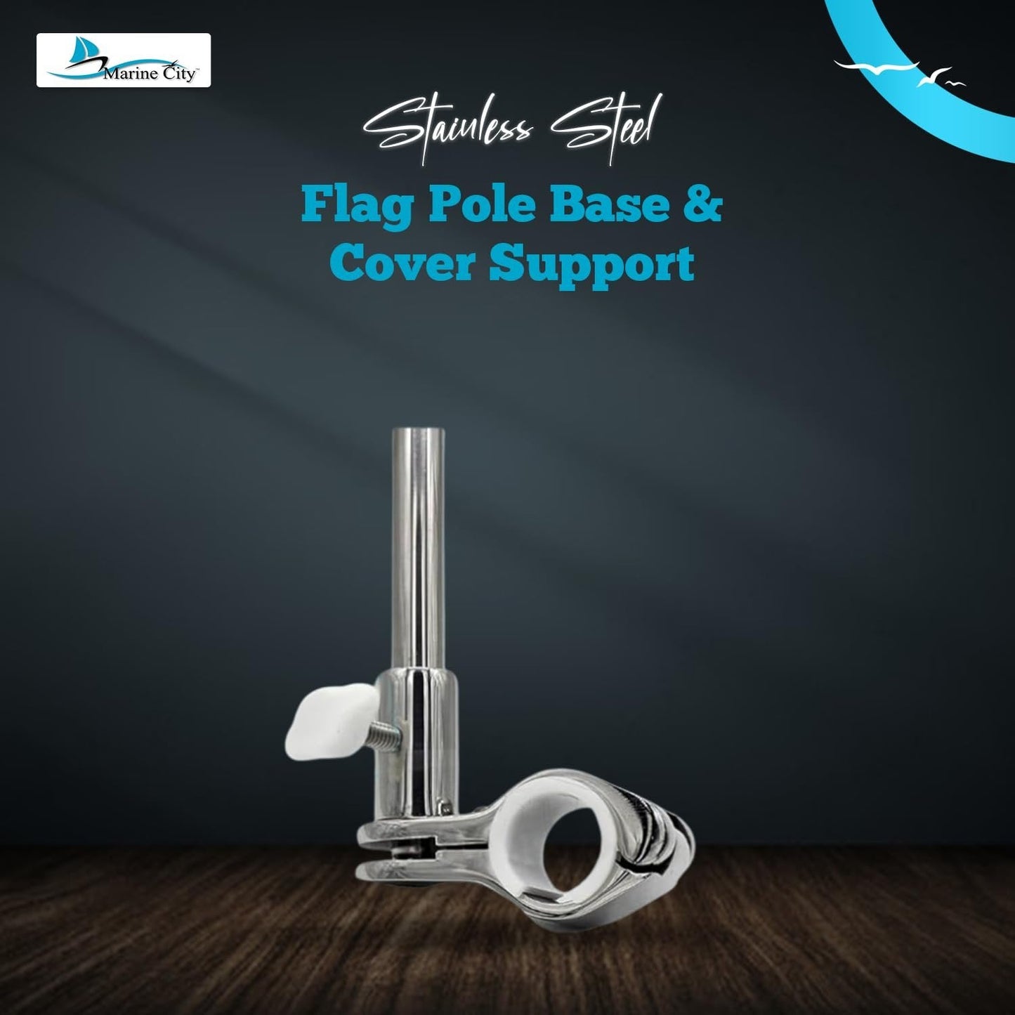 Marine City Flagpole Base Nylon Knobs & Cover Support with Stainless Steel Stud (5 Pcs) Marine City