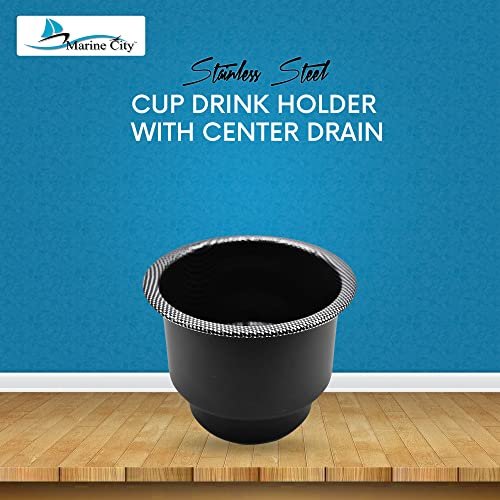 Marine City Black Carbon Fiber Print Stainless Steel Cup Drink Holder MARINE CITY