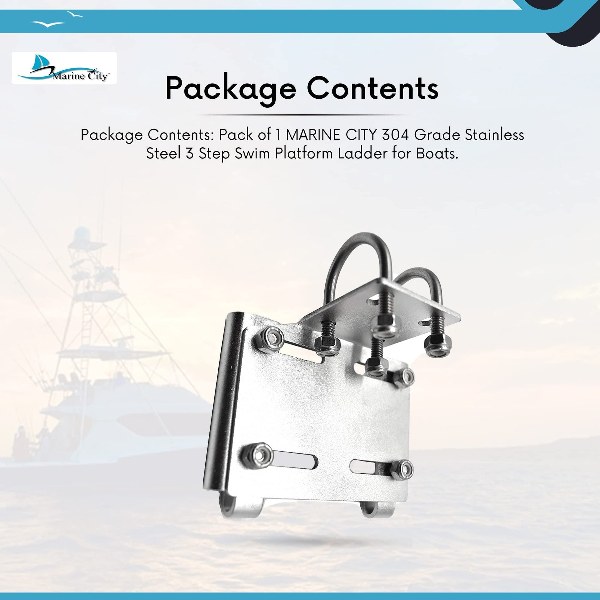 Marine City Stainless Steel Rail Mount Anchor Bracket – Fits 7/8”–1” Rails Marine City