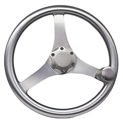 Marine City 13.5” Aluminum Sports Steering Wheel with Knob – Silver Anodized