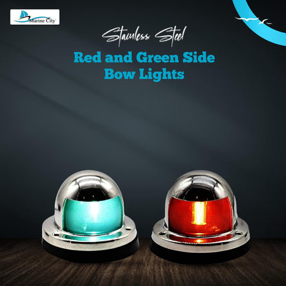 Marine City LED Navigation Lights – 316 Stainless Steel, Red & Green Pair