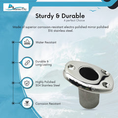 Marine City 316 Stainless Steel Deck Flush Base Flag Socket for Boat (Fit for 1 Inches Pole)  MC14851020