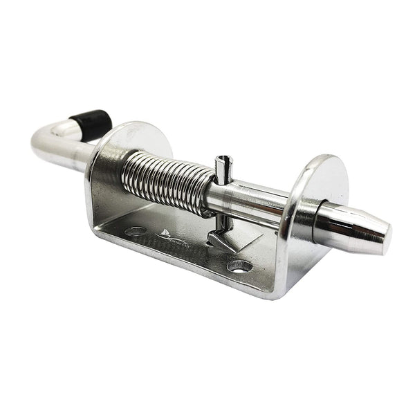 Marine City 6 Inch Spring Latch Barrel Bolt with Cradle – 304 Stainless Steel