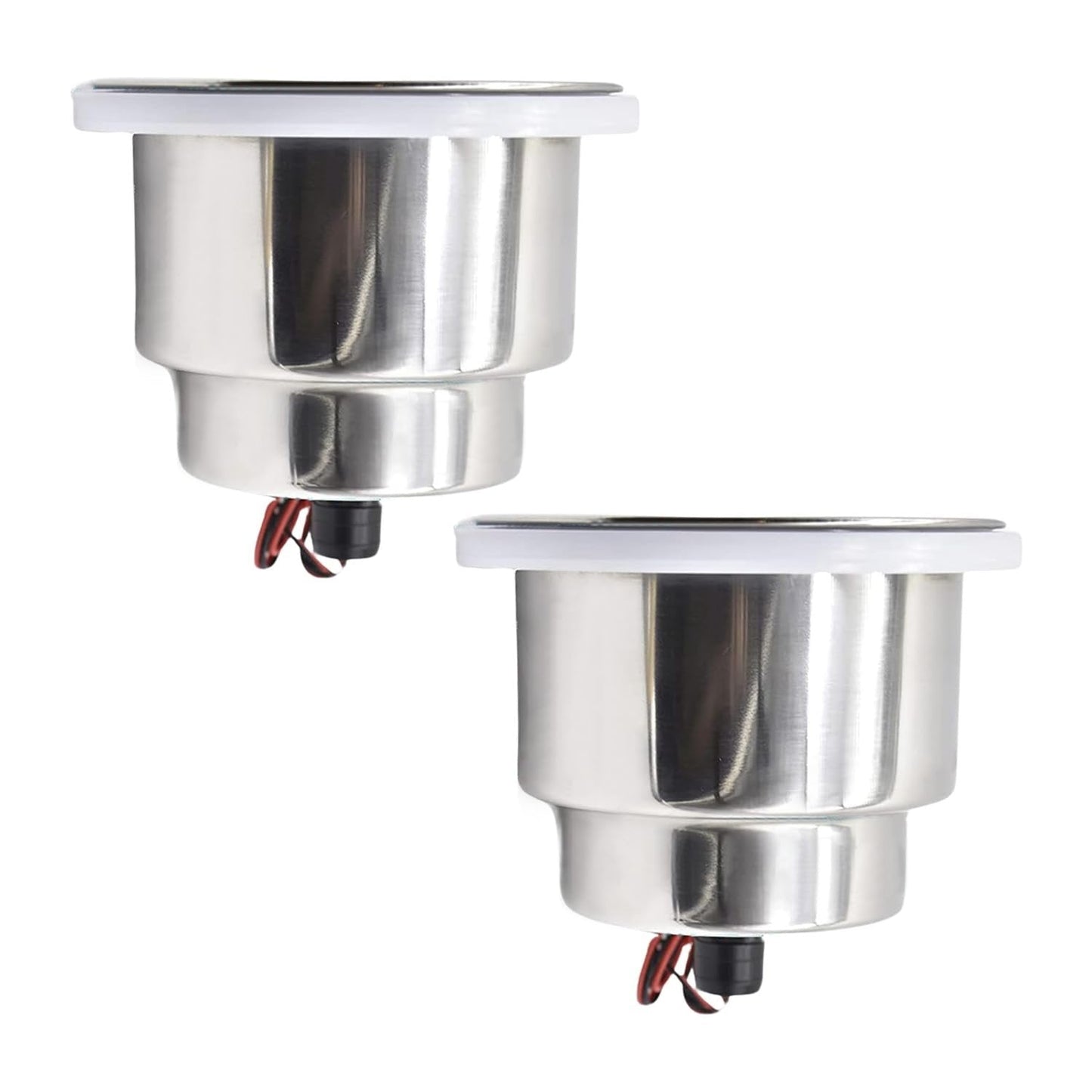 Marine City Stainless Steel Green LED Cup Holder with Drain Corrosion-Resistant Marine City