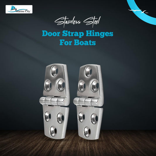 Marine City 316 Stainless Steel Polished Door Strap Hinges – 1-1/2 × 3 Inches Marine City
