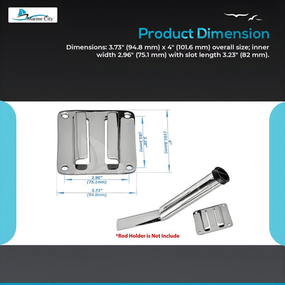 MARINE CITY Extra Stainless Steel Mounting Bracket – Gloss Polished Rod Holder Marine City