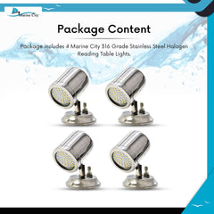 Marine City 316 Stainless Steel Swivel Head Halogen Reading Light – Adjustable