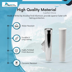 Marine City Adjustable Fishing Rod Holder 10” x 1-1/2” Anodized Aluminum (4 Pcs)