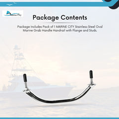Marine City Stainless-Steel Oval Grab Rail Handle with Flange and Stud (8-5/8inch)