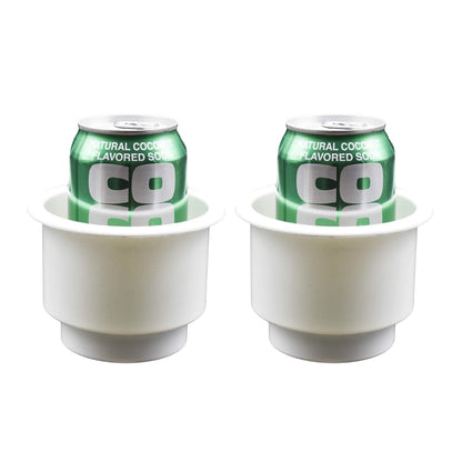 Marine City ABS White Plastic Cup Holder with Center Drain – Flush Mount Holder Marine City